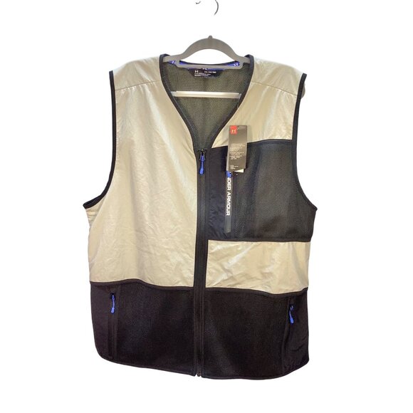 NWT Under Armour Summit Mens XXL Beige & Black Utility Vest With Mesh Panels - Picture 1 of 10